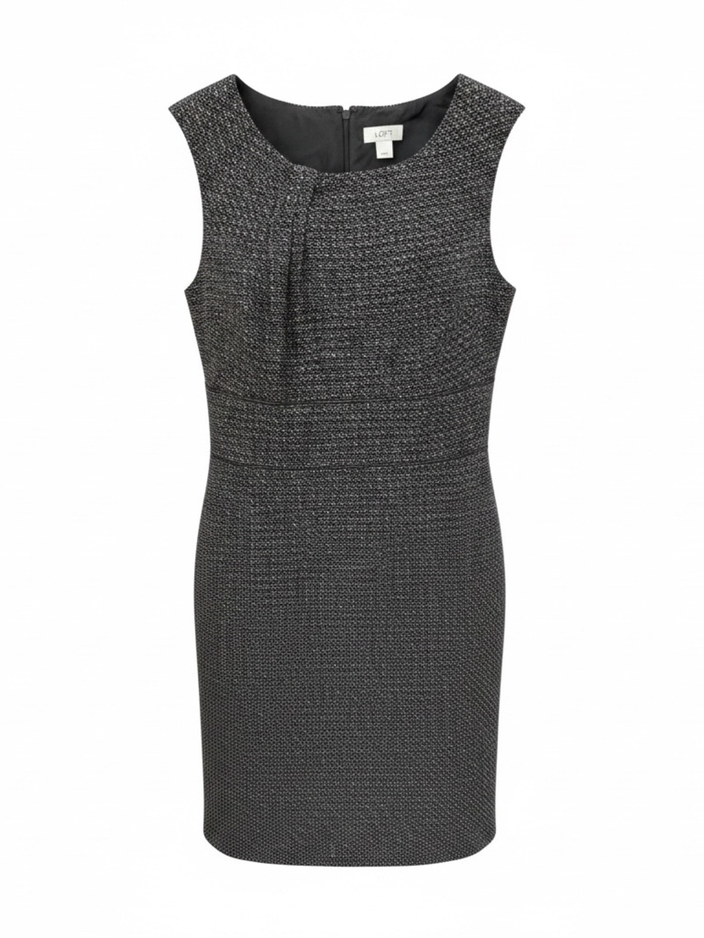LOFT Textured Sleeveless Sheath Dress in Charcoal
